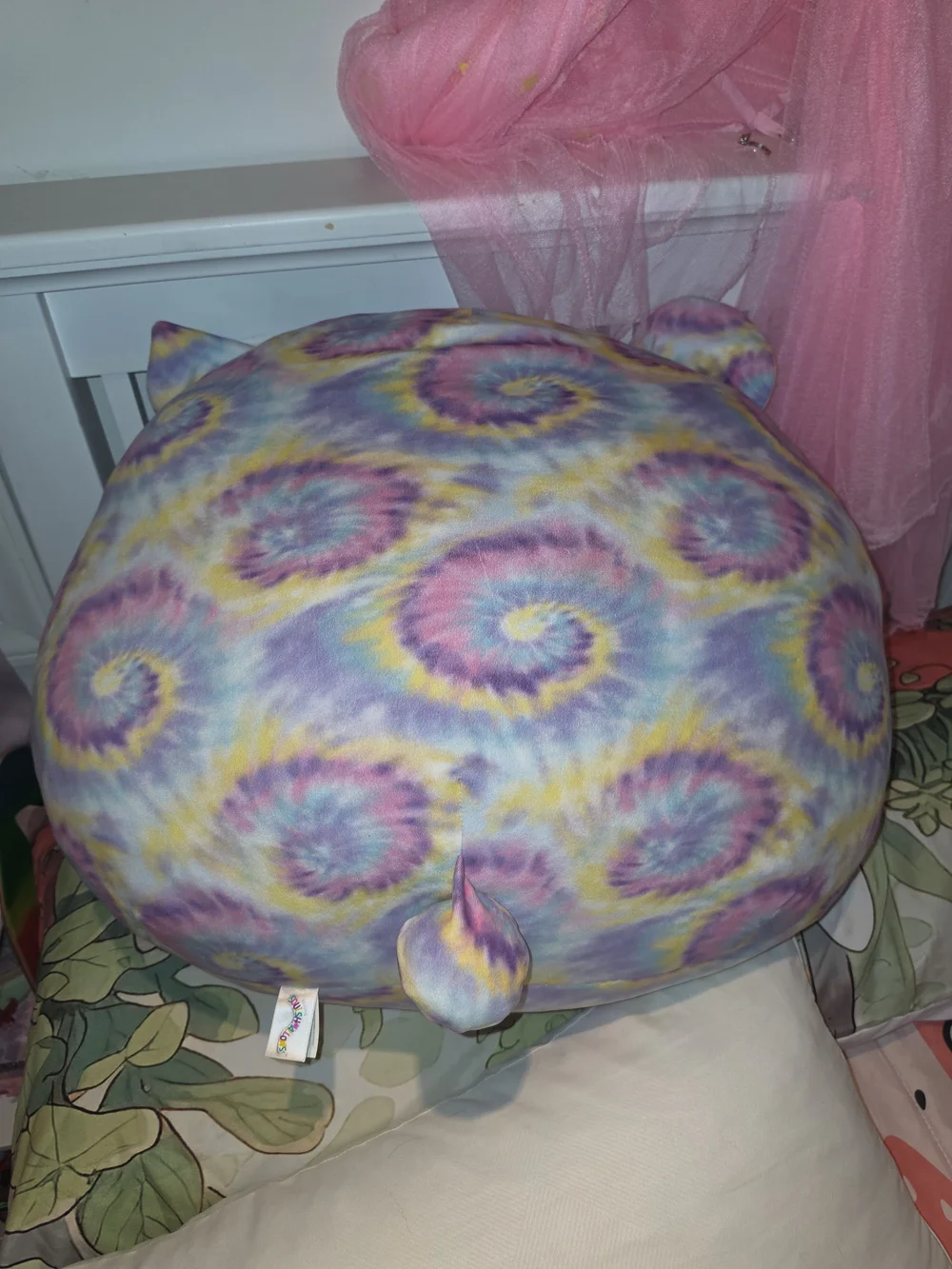 Tie-Dye Plush Bear Throw Pillow - Pastel Multicolor jumbo squishmallow jonessa